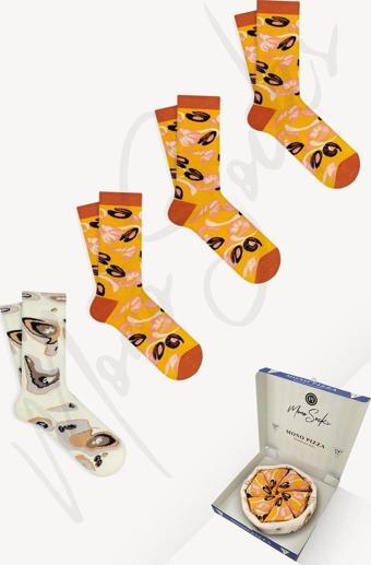 Mono Socks Frutti Di Mare - 4'Lü Pizza Çorap Çok Renkli 41-46