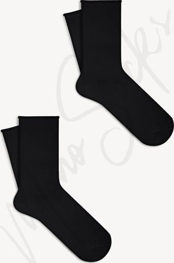 Mono Socks Pamuklu 2'Li Lastiksiz Çorap Siyah 41-46