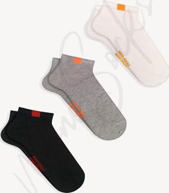 Mono Socks 3'Lü Basic Patik Spor Lastik Bantlı Çorap Çok Renkli 41-46