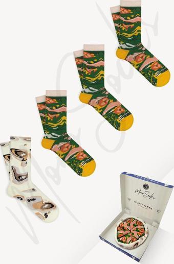 Mono Socks Salad - 4'Lü Pizza Çorap Çok Renkli 41-46