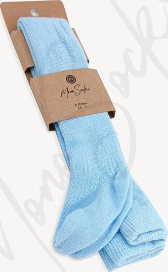 Mono Socks Unisex Tekli Fitilli Bebek Ve Çocuk Külotlu Çorap Gökyüzü Mavisi 6-7 Yaş