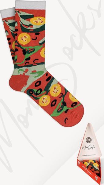 Mono Socks Vege - Tekli Pizza Çorap Çok Renkli 41-46