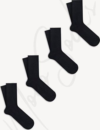 Mono Socks 4'Lü Düz Soket Doktor Çorap Siyah 36-41