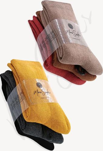 Mono Socks 6'Lı Pamuklu Kalın Kışlık Havlu Çorap Sarı - Siyah - Füme - Bordo - Bej - Kahverengi 36 - 40