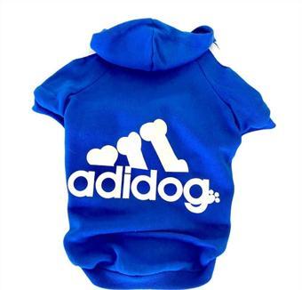 Saks Mavi Adidog Kapşonlu Duo Köpek Sweatshirt Köpek Kazağı