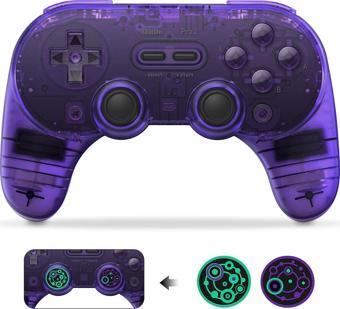 8Bitdo Pro 2 Bluetooth Controller Kablosuz Oyun Kolu Transparan Mor