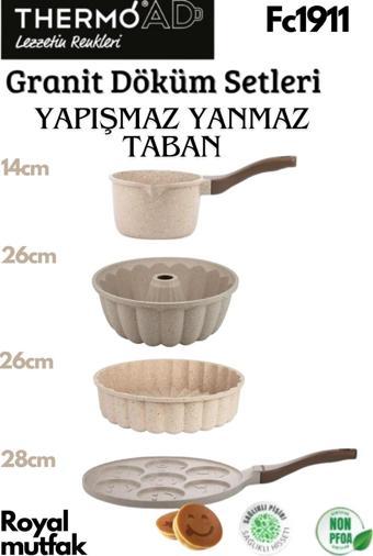 Thermoad 4'Lü Vizon Set (Sosluk&Sütlük-Kek Kalıbı-Tart Kalıbı-Emojili Pankek Tavası)