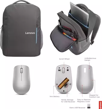 Lenovo B515 Gri Çanta + Lenovo 300 Wireless Gri Mouse Pro Set