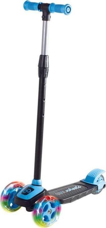 3 Led Işıklı 3 Tekerlekli Yüksek Ayarlı Turuncu Scooter +3 Yaş 3+ Yaş Mavi