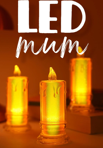 ByKurt 3 ADET Led Mum Simli Tipi Pil Dahil Dumansız Alev Ledli Yapay Dekoratif Mum Işığı BÜYÜK PT423