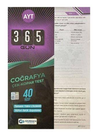 Gezegen Yayıncılık AYT 365 Gün Coğrafya 40 Yaprak Test