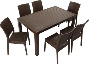 Mandella Elit Rattan 90x150 Elit Sandalye Masa Takımı KAHVERENGİ