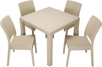 Mandella Elit Rattan 90x90 Elit Sandalye Masa Takımı ÇÖLBEJİ