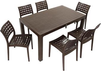 Mandella Wood 90x150 Cafe Sandalye Masa Takımı KAHVERENGİ