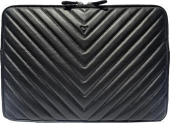 RİCH SMİTH ® GERÇEK DERİ 13" LAPTOP VE A4 EVRAK EL ÇANTASI CLUTCH / 6218 SİYAH (V TİP KUZU)