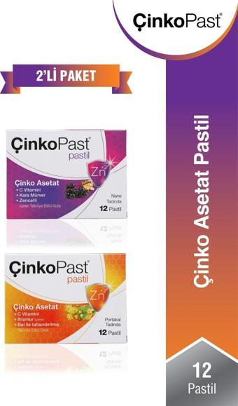 Çinkopast Ihlamur Bal Ve Zencefil Karamürver Iyonize Çinko Asetat Pastil 2Li Set 24 Adet