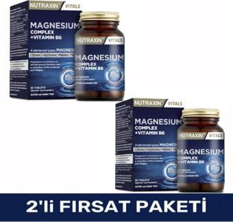 Nutraxin Magnezyum Complex 60 Tablet 125 Mg - Bisiglinat - Taurat - Malat - Sitrat - B6 8680512632108 X2