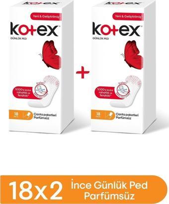Kotex Günlük Ped Parfümsüz 18'Li X 2 Adet