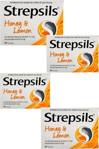 Strepsils Honey & Lemon 24 Pastil Bal Ve Limon Aromalı X4