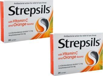 Strepsils Vitamin C Orange 24 Pastil Portakal Aromalı (2 Adet)