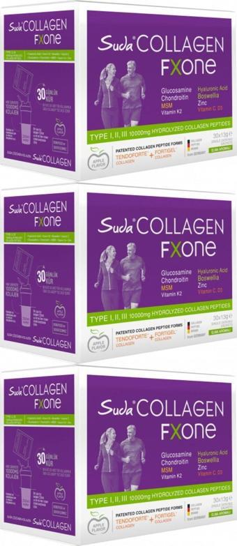 Suda Collagen Fxone Elmalı 13Gr X 30 Gün ( Tip 1-2-3 10.000Mg Kolajen Içerir.) 3 Lü  Paket