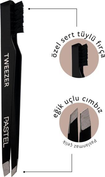 Pastel Sıngle Tweezer Wıth Brush 09 Eğik Uçlu Cımbız Kaş Tarağı