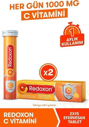 Redoxon C Vitamini 15 Efervesan Tablet 2Li Paket I 1000 Mg C Vitamini Içeren Takviye Edici Gıda