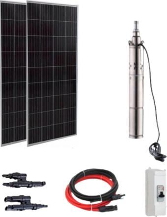 Entech Enerji 12 V Volt 410 W Watt Güneş Enerjili Dc Dalgıç Pompa Set Solar Sulama Paket Sistem