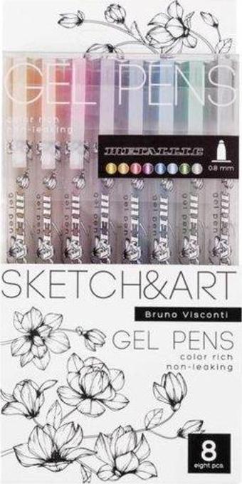 Bruno Visconti Jel Kalem Seti Sketch&Art Uni Write.Metallıc 0.8 mm 8  Renk 20-0308