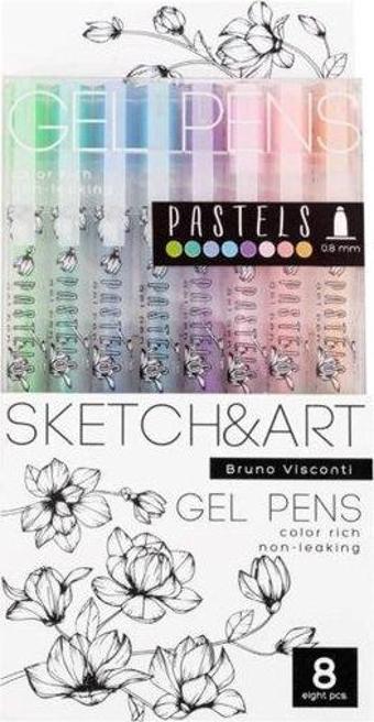 Bruno Visconti Jel Kalem Seti Sketch&Art Uni Write Pastel 0.8 mm 8  Renk 20-0310