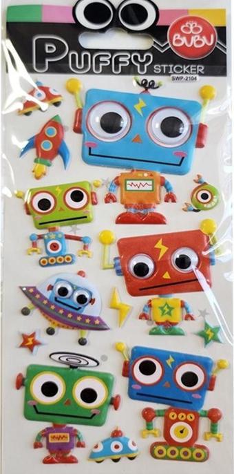 Bu-Bu Puffy Sticker Oynar Gözlü Robotlar 9x21 SWP-2104