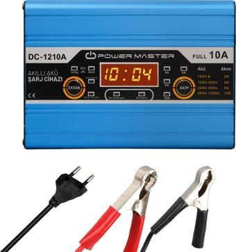 Powermaster DC-1210A 12 Volt Max 10 Amper Digital Ekranlı Akıllı Akü Şarj Cihazı Aleti Oto Araç Karan Uyumlu