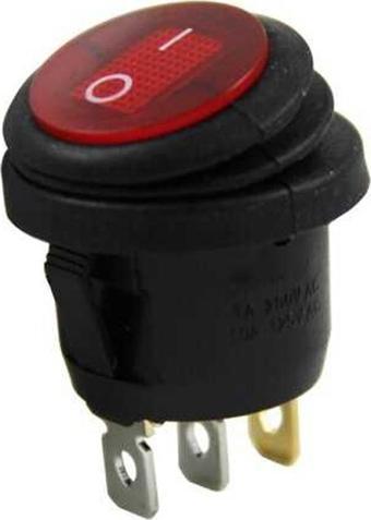 Ayt IC-131W Yuvarlak 220 Volt Işıklı Su Geçirmez On Off Anahtar 3 Pin Aç Kapa Düğme Buton 24.7x35.7 mm