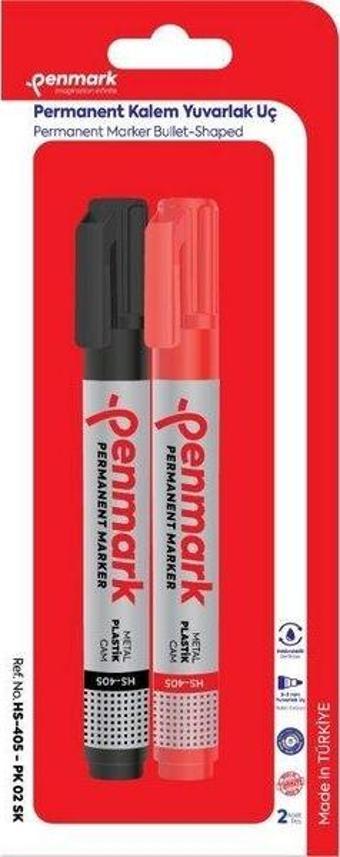 Penmark Permanent Marker Yuvarlak Uç 2 Lı Blister Kırmızı-Siyah