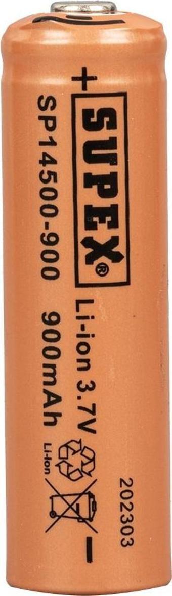 Supex Şarj Edilebilir Başlıklı Pil 14500 3.7 Volt 900 Mah Şarjlı Pil