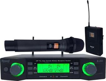 Roof R-203 1 El 1 Yaka 2 Kanal UHF Okul Cami Konferans Salonları İçin Telsiz Mikrofon Kablosuz El Yaka Mikrofonu