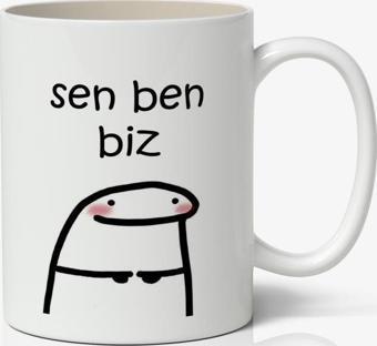 Sen Ben Biz Yazılı Baskılı Kupa Bardak - Baskılı Kahve Kupa Bardak