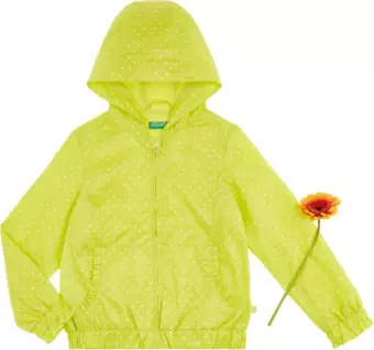 United Colors of Benetton Kız Çocuk Sarı Penye Astarlı Desenli Yağmurluk