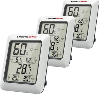 ThermoPro TP50 Termometre İç Mekan Dijital Isı ve Nem Ölçer - 3 Adet