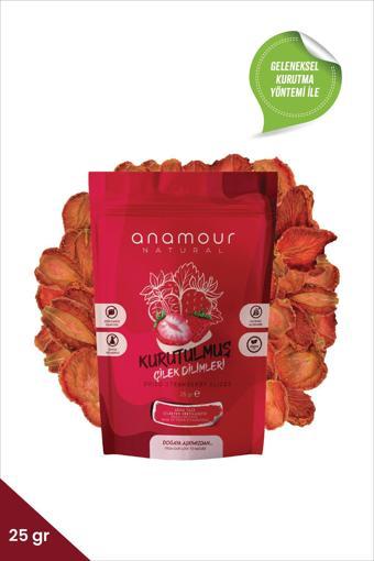 Anamour Natural Çilek Kurusu - Cips Çilek (Şekersiz) - Kuru Meyve Kıtırı 25 Gram