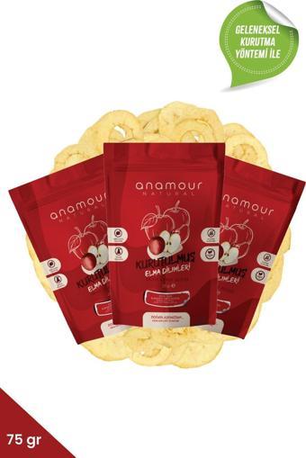 Anamour Natural Elma Kurusu - Cips Elma (Şeker Ilavesiz) - 3'Lü Paket Kuru Meyve 75G