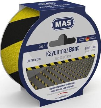 MAS 50 MM x 5 M SARI - SİYAH 2657 KAYDIRMAZ BANT