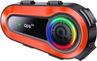 Vothoon Q08-2X Rgb Işıklı Intercom 2 Kişi Bağlantılı 1000Mah Motosiklet Bluetooth Kulaklık Seti
