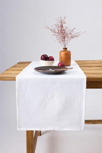 Wellstil Premium | Keten Beyaz Runner 40 X 150 Cm