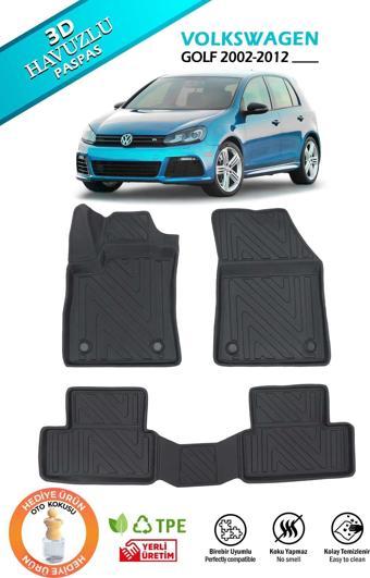 Havuzlu 3d Siyah Paspas Takımı, VOLKSWAGEN-GOLF 2002-2012 3d Havuzlu Paspas, HediyeAraç Kokusu