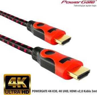 Powergate 4k-030, 4k Uhd, Hdmı V2,0 Kablo 3mt