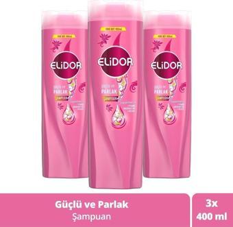 Elidor Superblend Saç Bakım Şampuanı Güçlü Ve Parlak E Vitamini Makademya Yağı Kolajen 400 Ml X3