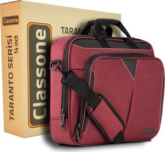 Classone Taranto Serisi VP3405 14 inch WTXpro Su Geçirmez Kumaş Laptop El Çantası -Bordo