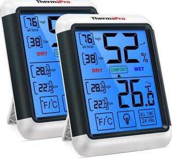ThermoPro TP55 Termometre İç Mekan Dijital Isı ve Nem Ölçer - 2 Adet
