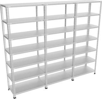 7 Katlı 3’lü Bitişik Galvaniz Çelik Raf. Depo, Dosya Raf